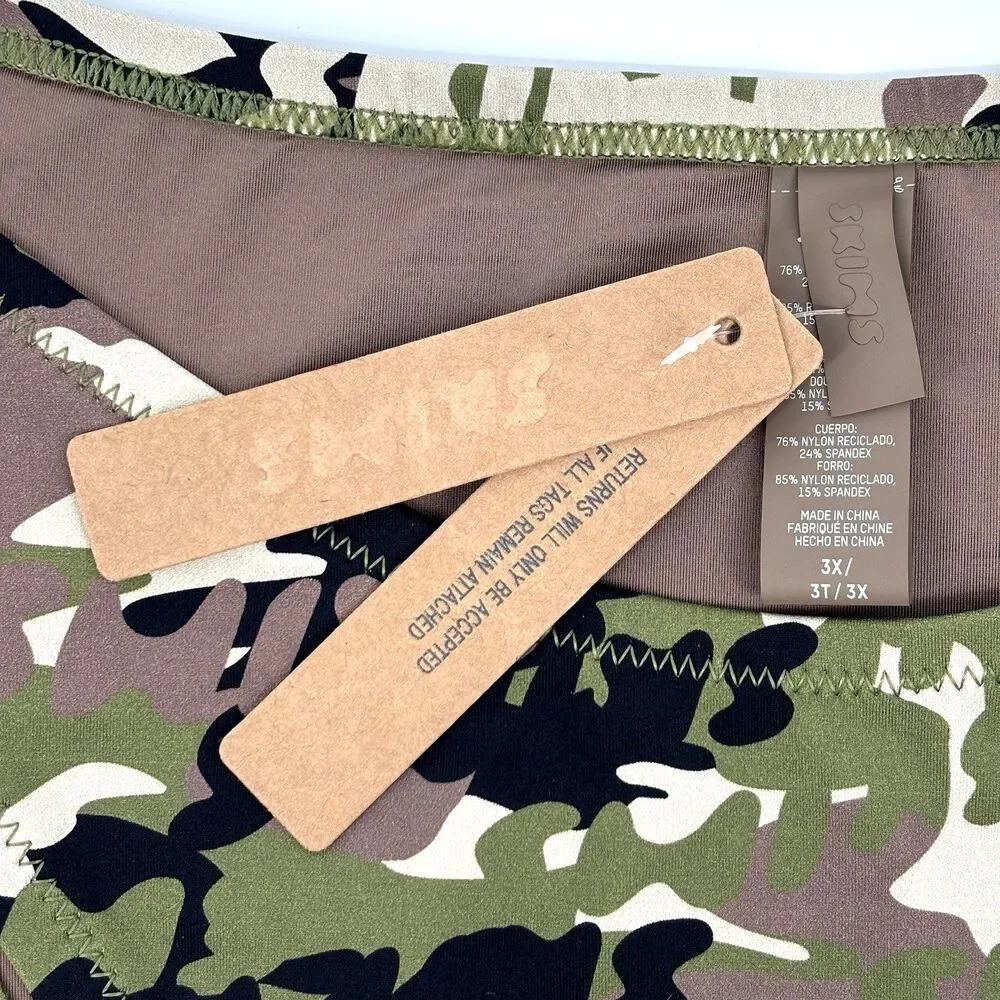 Skims Size 3X Recycled Swim Bikini Bottom Logo Cheeky Tanga Camo Print NWT